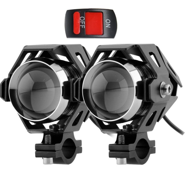 Přídavná LED světla na motorku U5 CREE – 2 KUSY + vypínač