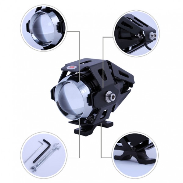 Přídavná LED světla na motorku U5 CREE – 2 KUSY + vypínač