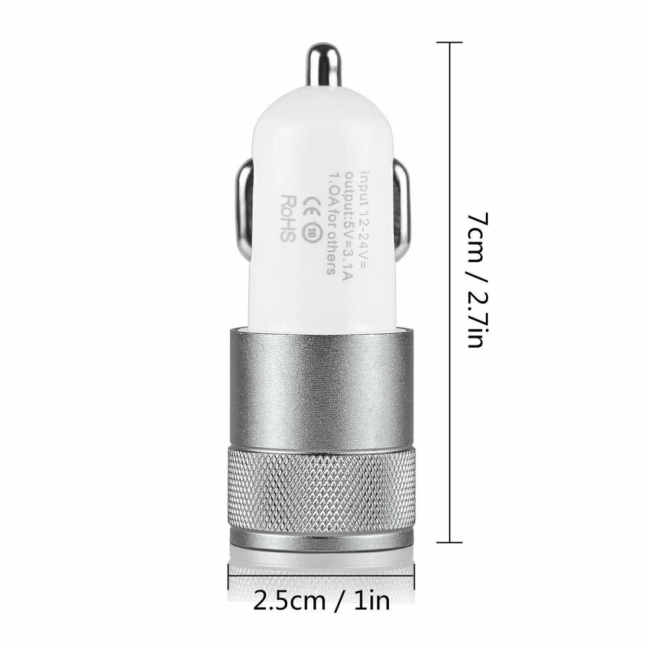 Luxusní kovová Usb zásuvka nabijecka do auta 2x Usb quickcharge 3.0 rychlonabíjení