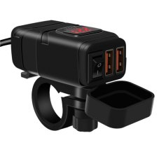 Zásuvka na motorku 12v s vypínačem, voltmetrem, 2xUSB, QuickCharge 3,4A, kompaktní