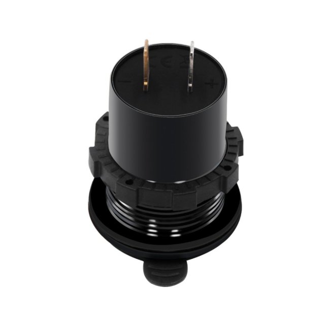 Zásuvka na motorku 12v s voltmetrem , vodotěsná, do panelu, 2xUSB, QuickCharge 3,4A. - Barva číslic voltmetru: zelená