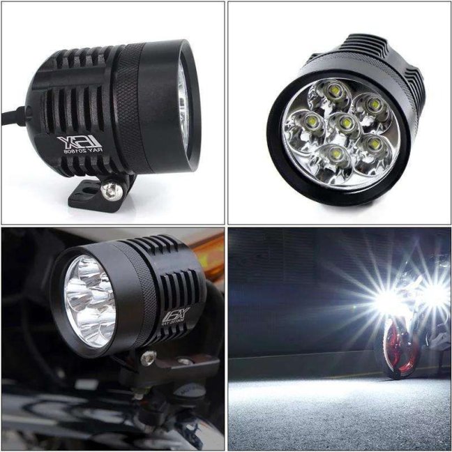 Přídavná LED světla na motorku X6 sada - 2kusy + vypínač + kabeláž