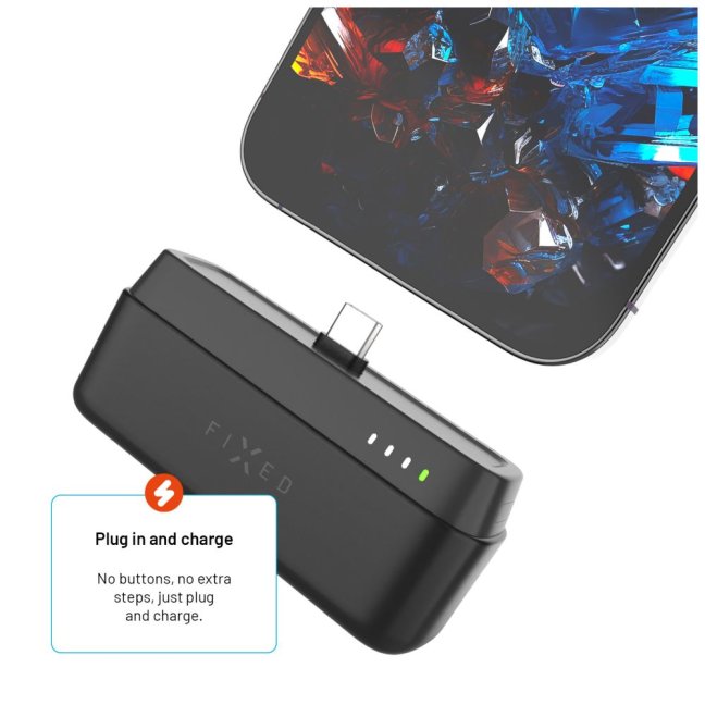 Powerbanka FIXED Zen 5 Plug-in s výstupem PD 20W, 5 000 mAh, černá