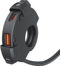 Vodotěsná zásuvka na na řidítka THROTTLE CHARGER 12v usb-a a usb-c (PD) 48W s quickcharge 3.0 ultrarychlým nabíjením