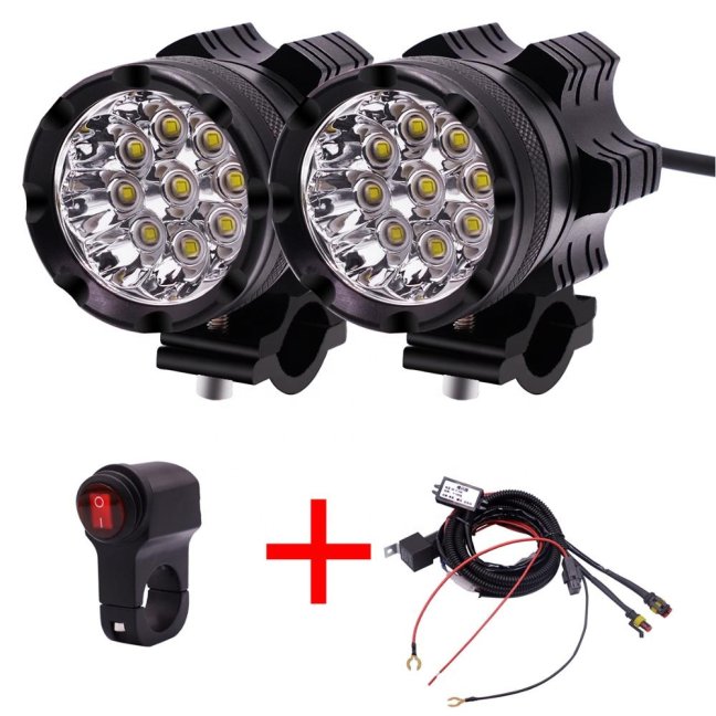 Přídavná LED světla na motorku X1 sada 2kusy + vypínač + kabeláž