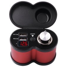 Retro zásuvka na motorku 12V s 2x USB 4,5A,  Voltmetr,  Vypínač,  Pojistka
