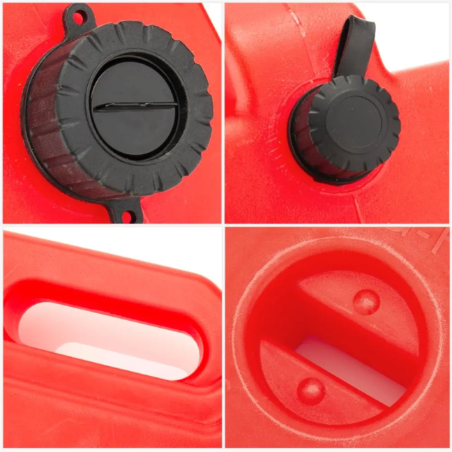 Kanystr na motorku 3L se zámkem a držákem velmi odolný pro čtyřkolku i offroad červený