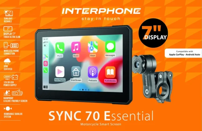 Interphone displej RideSync 70 ESSENTIAL – Zrcadlení na motorku