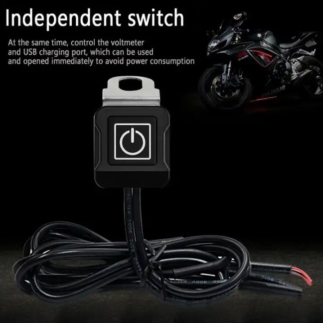 Zásuvka na motorku na řidítka s externím vypínačem 12v 2xUSB 18w s quickcharge 3.0 ultrarychlým nabíjením