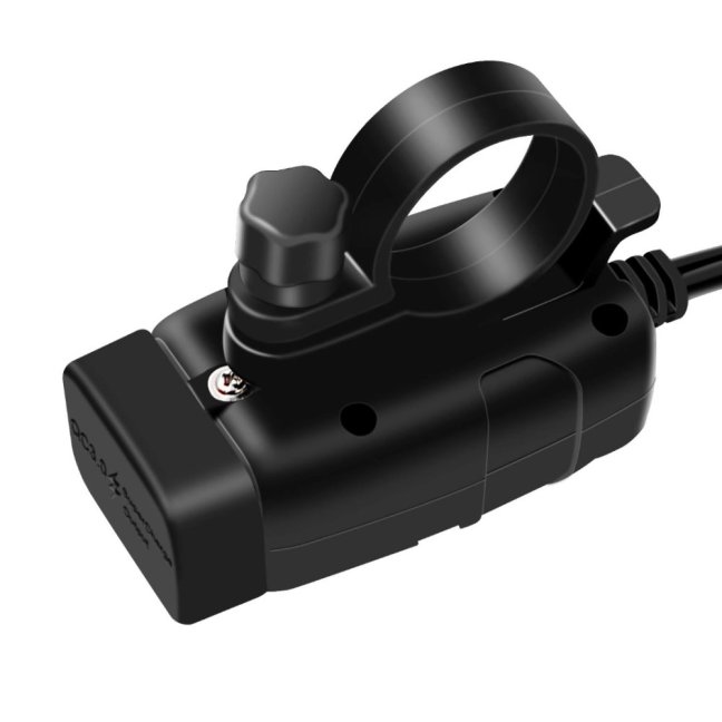Zásuvka COMPACT2 na motorku 12v s vypínačem, voltmetrem, 1xUSB-A a 1xUSB-C, QuickCharge 3,4A, kompaktní 2 - Barva voltmetru zásuvky: červené číslice voltmetru