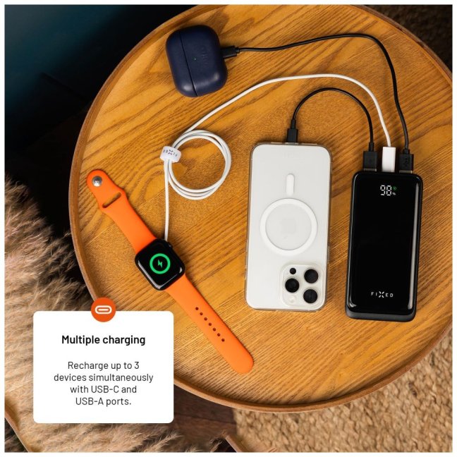 Powerbanka FIXED Zen2 10 s LCD displejem a výstupem PD 20W, 10 000 mAh, černá