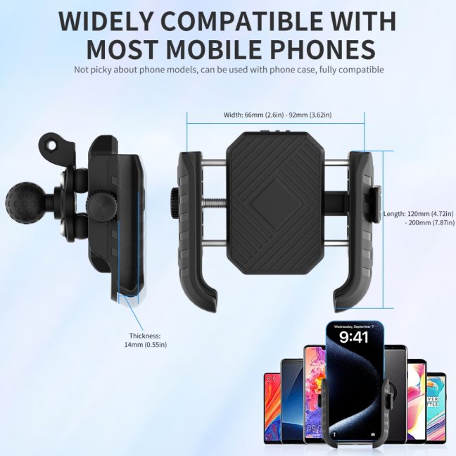 Držák pro mobil na motorku s antiotřesovým adaptérem rychlopojistkou a držákem na gopro kameru