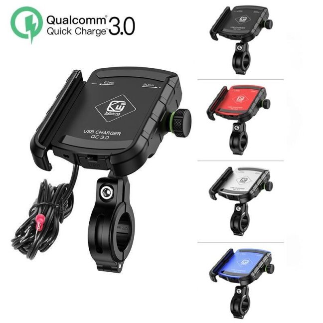Držák mobilu na motorku s USB nabíjením Quickcharge 3.0