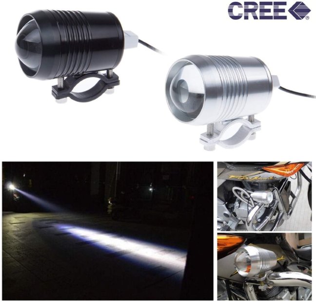 Přídavná LED světla na motorku U2 CREE stříbrná- 2 KUSY + vypínač