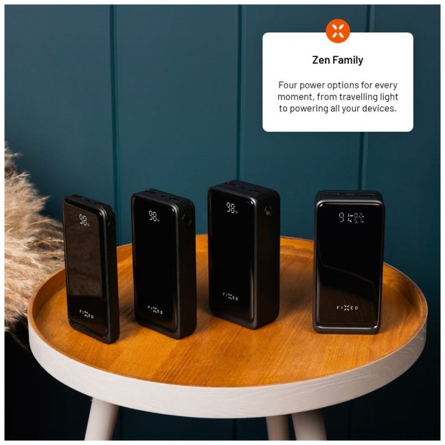 Powerbanka FIXED Zen2 10 s LCD displejem a výstupem PD 20W, 10 000 mAh, černá