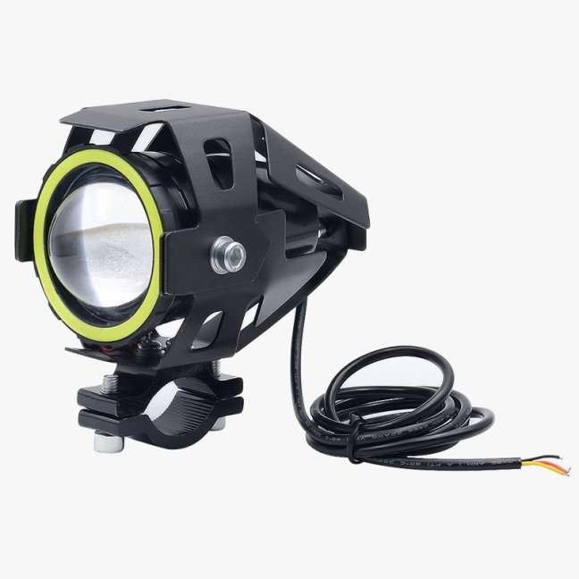 Přídavné LED světlo na motorku U7 CREE + vypínač - REŽIMY: Dálkové + kroužky Angel eyes