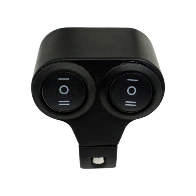 Vypínač dvojitý vodotěsný na řidítka 3 polohový černý