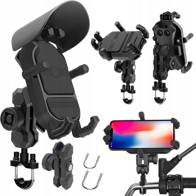 Držák na mobil na motorku s bezdrátovým nabíjením 15W a antiotřesovým adaptérem