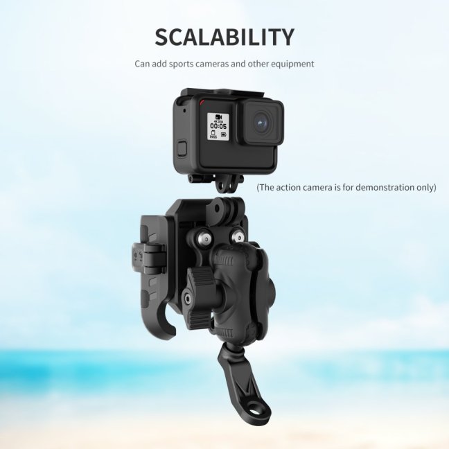 Držák pro mobil na motorku s antiotřesovým adaptérem rychlopojistkou a držákem na gopro kameru