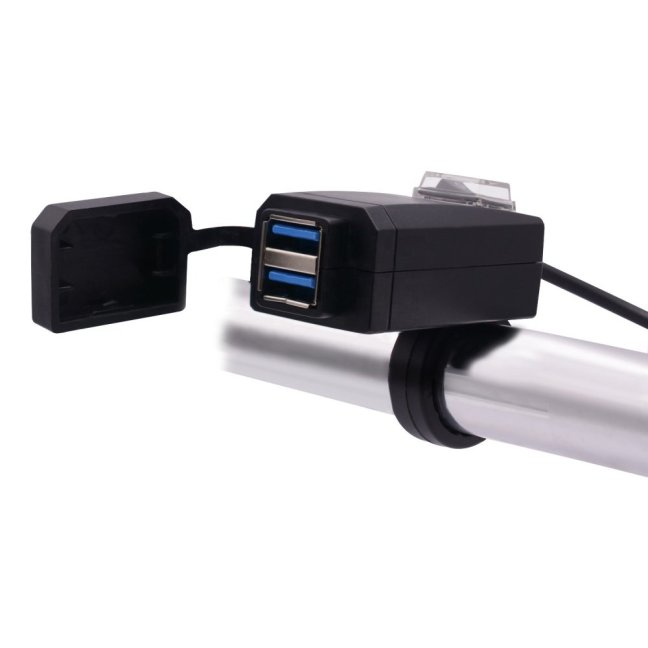 Zásuvka na motorku 12V s vypínačem, 2xUSB a QuickCharge