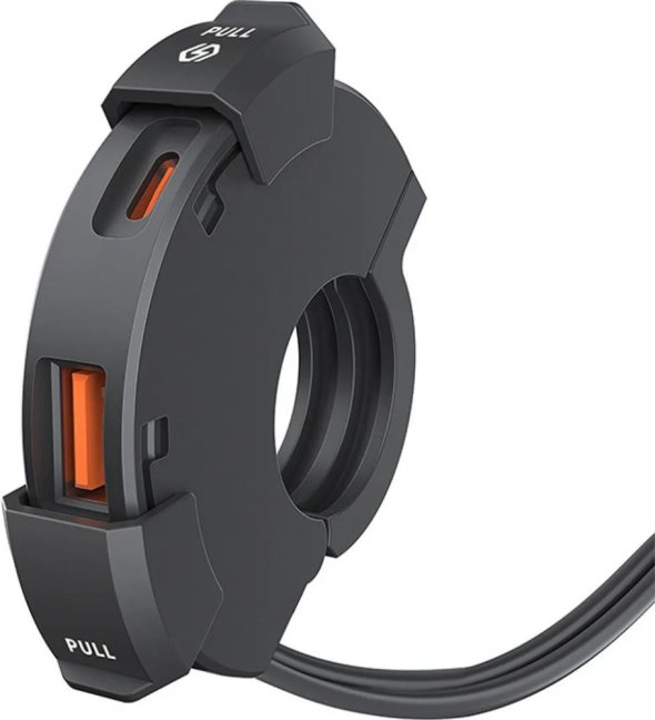 Vodotěsná zásuvka na na řidítka THROTTLE CHARGER 12v usb-a a usb-c (PD) 48W s quickcharge 3.0 ultrarychlým nabíjením